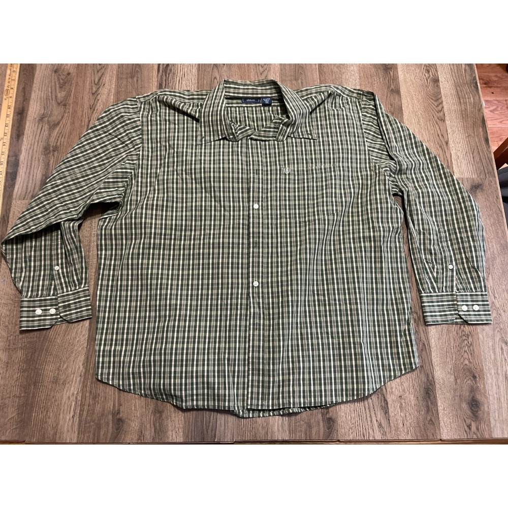 Salt Water Shirt, Men's Size XXL, Green Gray, Plaid, Button Up, Long Sleeve